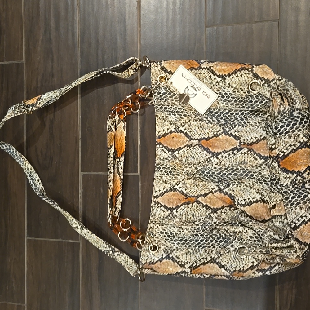 Big Buddha  Multi-Tone Faux Snakeskin Shoulder Bag NWT - Picture 3 of 6